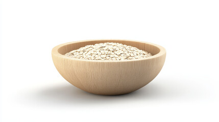 Simple Nourishment: Bowl of Raw Oatmeal on White Background