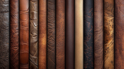  Textured Elegance: Closeup of Leather Samples as Background