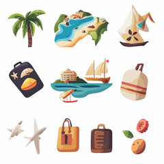 Vector illustration of vacations and travel icons for iso format