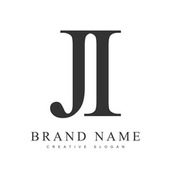 JI trendy logotype template. Initial letter j and i classic font style. Creative logo for company name or identity.