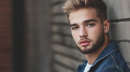 Fototapeta premium Man with a beard and blue jacket