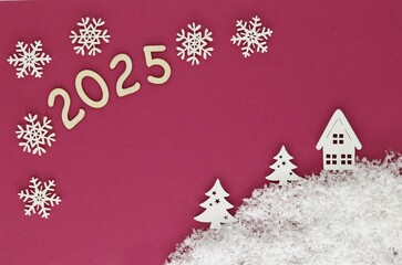 Christmas and New Year cards with arranged winter landscape