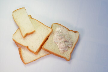 Bread with fish salad dressing, ready to eat