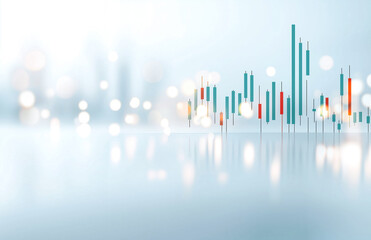 Futuristic economic data chart with glowing candlestick figures