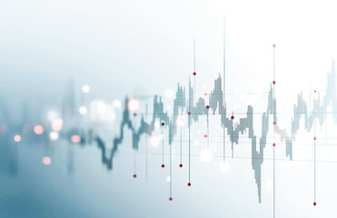 Futuristic economic data chart with glowing candlestick figures