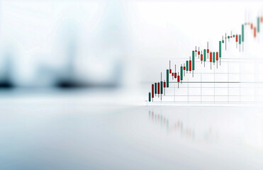 Futuristic economic data chart with glowing candlestick figures