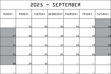 09 SEPTEMBER 2025 PLANNER CALENDAR