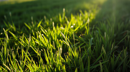 Obraz premium green grass background nature meadow spring lawn garden close up field