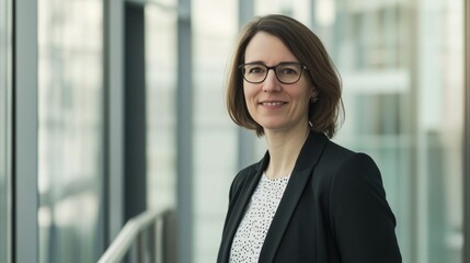 Woman wearing glasses and a black jacket