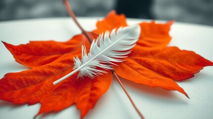 white feather and orange maple leaf National Day for Truth and Reconciliation in Canada