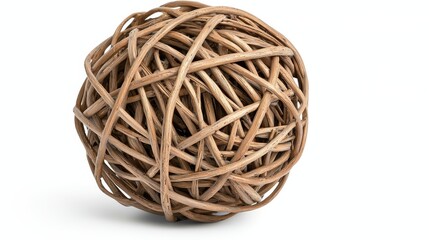 Obraz premium Tumbleweed with visible texture and depth, placed solo on white background, subtle shadow for clean ad design and easy overlaying