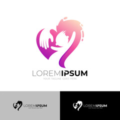 Love icon with children design charity, community logos