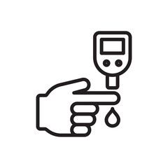 Blood sugar test icon Black and white logo