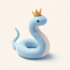 Fototapeta premium 왕관을 쓰고 있는 파란 뱀 인형, The blue snake doll with the crown, Generative AI