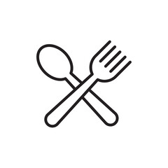 Spoon and fork icon Black and white logo