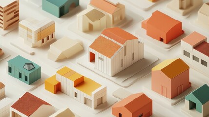 Obraz premium Colorful model houses, architectural miniature city.