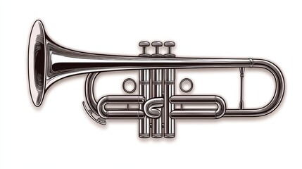 Obraz premium a trumpet icon sticker, vintage-inspired, monochrome engraving style, isolated on white background