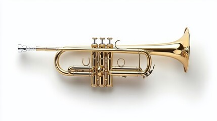 Obraz premium a trumpet sticker design, music theme, realistic detail, vibrant gold tones, isolated on white background