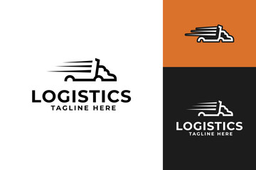 Speed moving truck for logistics service logo design template vector illustration