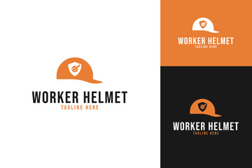 Worker helmet logo design template for safety head vector illustration