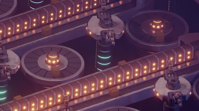 Automated Package Delivery Factory (1920x1080px infinite video loop)