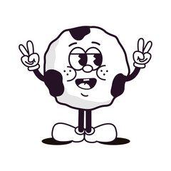 Retro outline cookie characters in trendy groovy style. Merry Christmas and Happy New Year. Funny vector illustration of christmas cartoon cookie. Vibes 70s, 80s, 90s