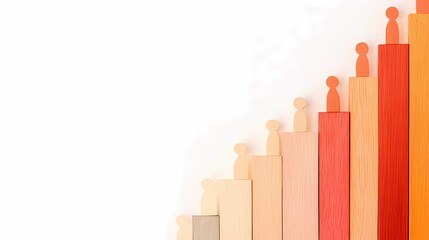 Fototapeta premium Human-like abstract forms moving upward, illustrating ambition, teamwork, and the path toward success and career advancement.