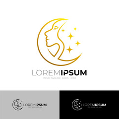 women's beauty logo and beauty of the moon logos, salon icon