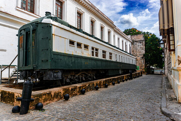 Old train cuban in rustic street in old Havana, Cuba
