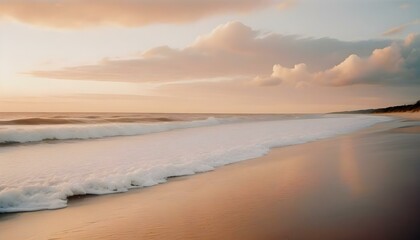 Calming sunset on the beach. Soft colors. AI generated