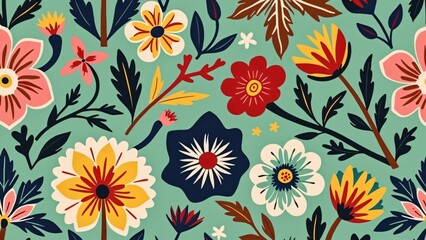 Vibrant Floral Tapestry, Handwoven Textile Design with Deep Blues, Golds, and Browns