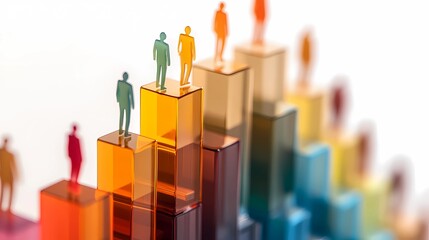 Abstract human figures climbing upward, symbolizing career growth and success