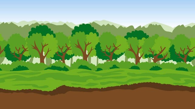 cartoon forest animation in loop