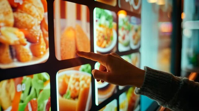Interactive touchscreen menu selection in modern fast food restaurant