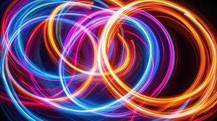Colorful Abstract Neon Lights Intersecting in Dynamic Patterns