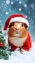 Cute Guinea Pig Greeting Card - Merry Christmas