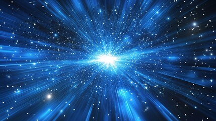 Fototapeta premium Deep Blue Abstract Background with Twinkling Stars and Light Rays