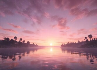 Obraz premium Pastel pink sky at sunset with twinkling lights and a subtle starry glow, twinkling lights, warm, soothing