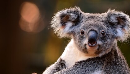 Naklejka premium Close-up portrait of an adorable koala. A captivating image showcasing Australian wildlife.