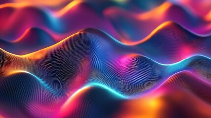 Obraz premium Vibrant Abstract Digital Waves with Tech-Inspired Patterns