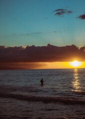Fototapeta premium Fisherman at Sunset