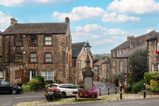 The war memorial at the centre of Dobcross village, Saddleworth, Oldham