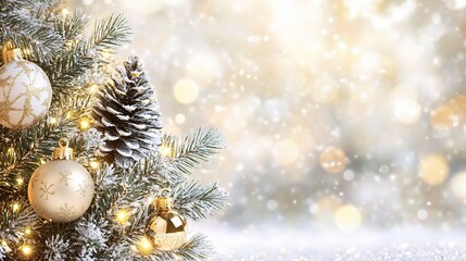 Shimmering Holiday Background with Sparkling Decorations and Lights