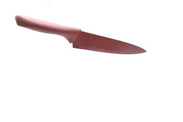 pink kitchen knife, isolated on white background