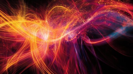 Fototapeta premium Abstract fiery cosmic swirls, vibrant energy