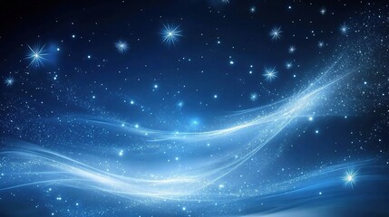 Fototapeta premium Serene Abstract Blue Background with Stars and Glowing Swirls