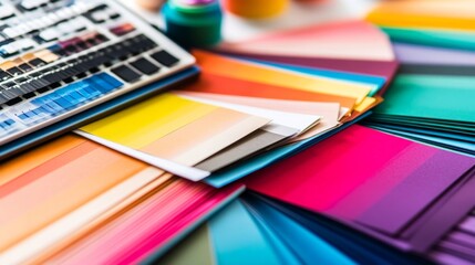 Vibrant color palette exploration creative studio design inspiration organized workspace close-up color theory concepts