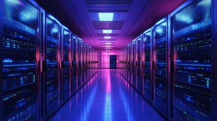 High-tech server room data center digital infrastructure modern environment futuristic viewpoint technology and innovation