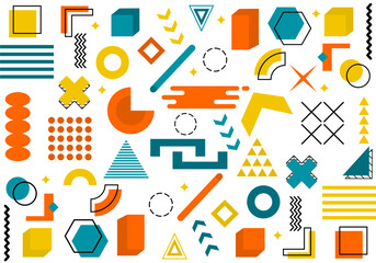 Seamless geometric pattern in retro style. Memphis style