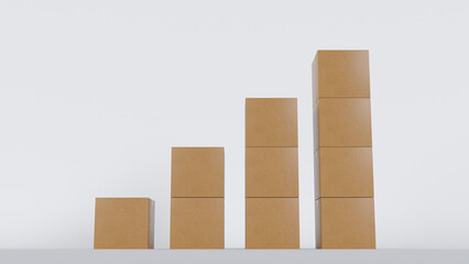 Illustration of a stack of brown cardboard boxes on a white background, representing business success and growth. Ideal for marketing projects, presentations and reports.